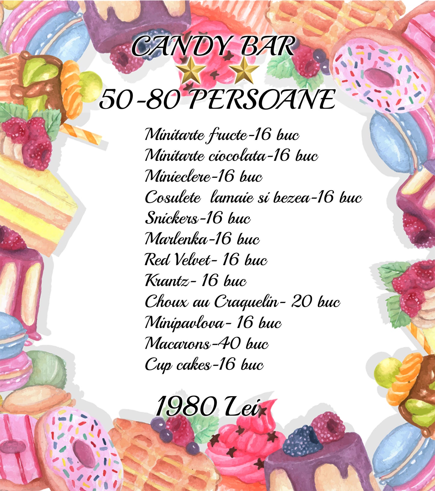 Oferta Candy Bar 50 - 80 Persoane
