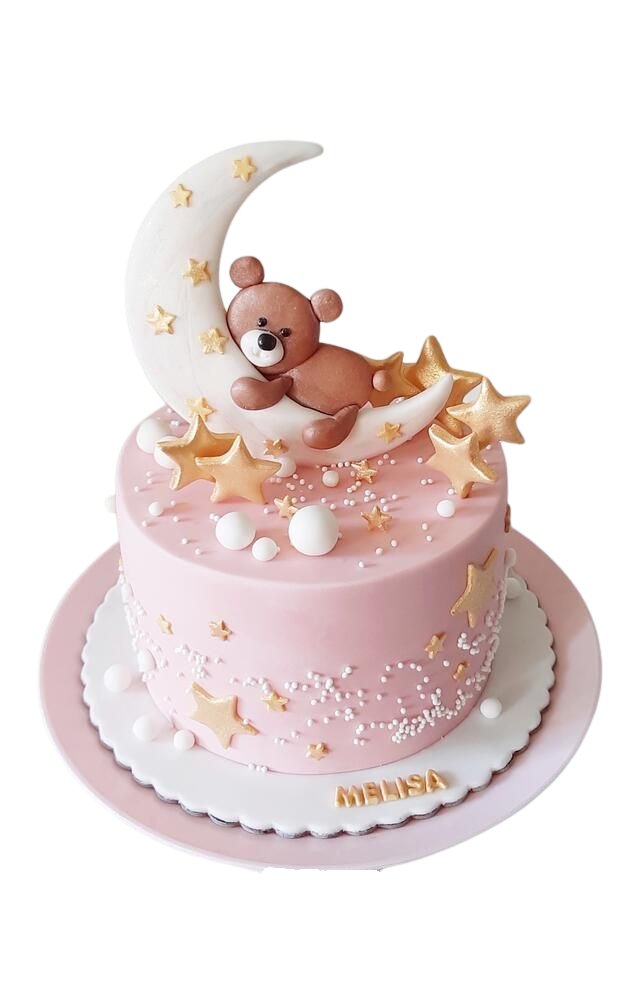 Tort luna stele si ursulet.Tort botez.