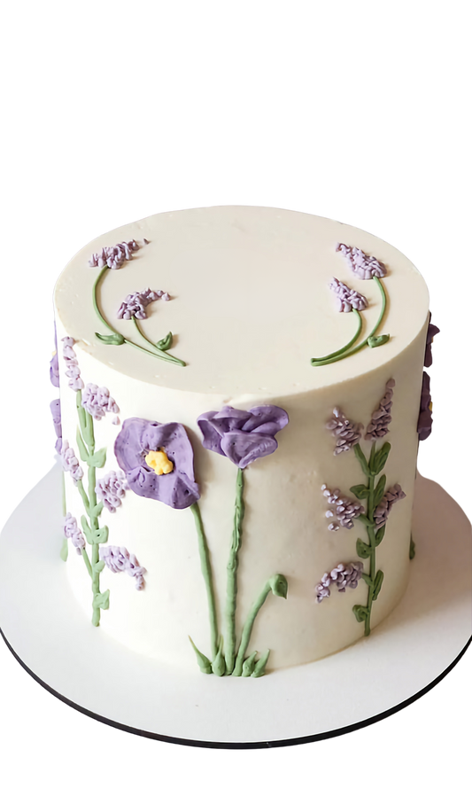 Tort floral mov. Tort aniversare. Tort clasic.