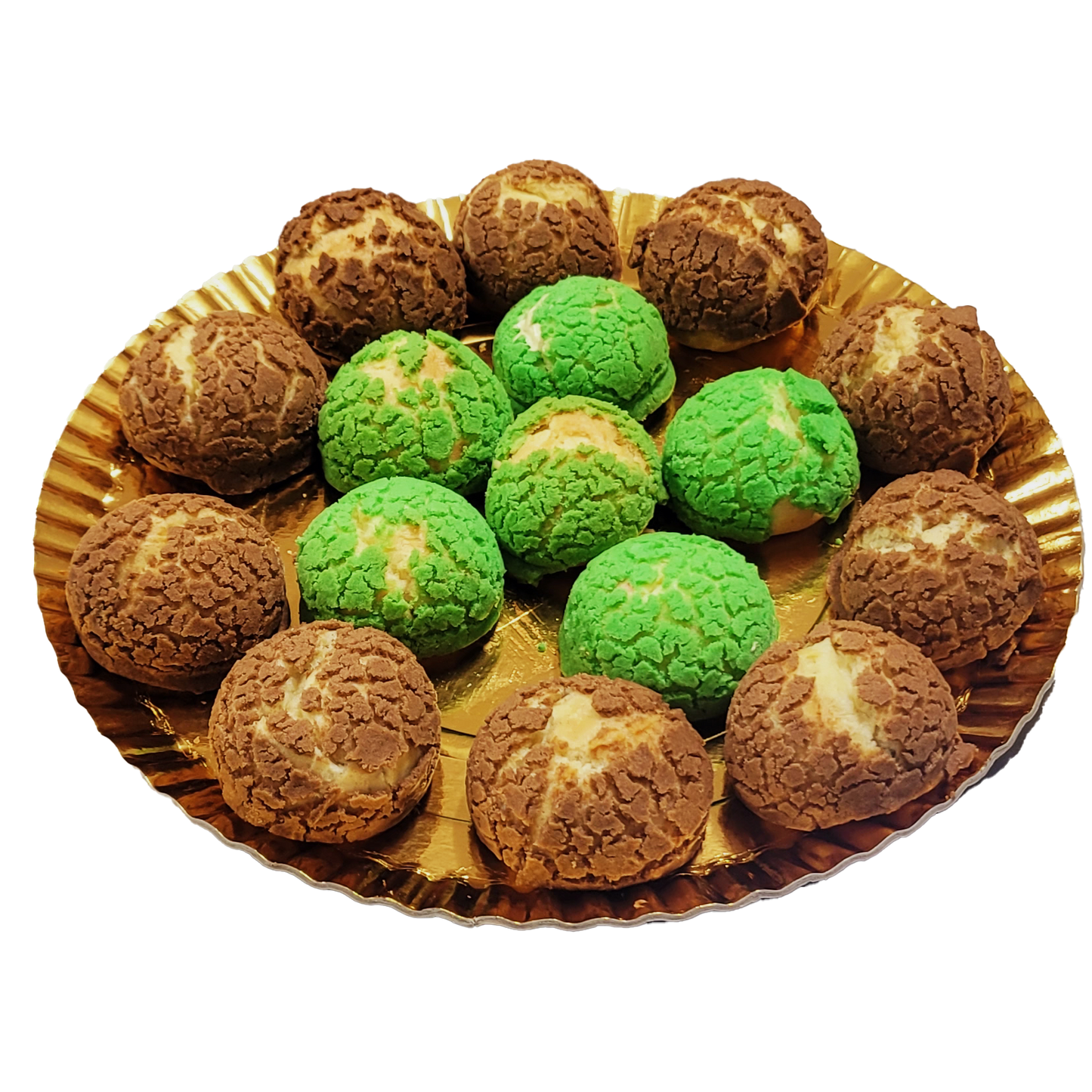 Platou Choux au Craqueline Fistic + Ciocolata cu Migdale