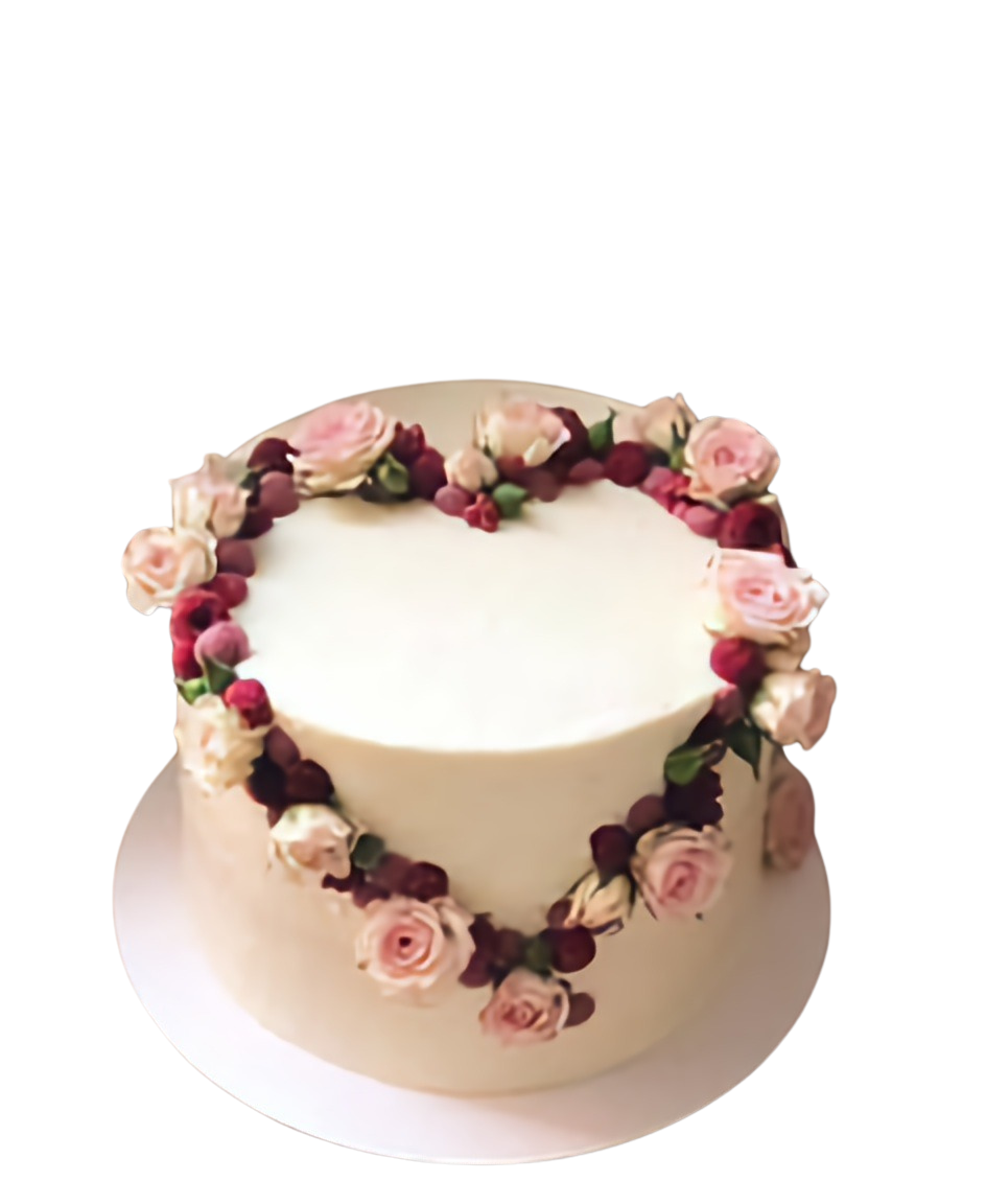Tort inima floral. Tort aniversare. Tort clasic.